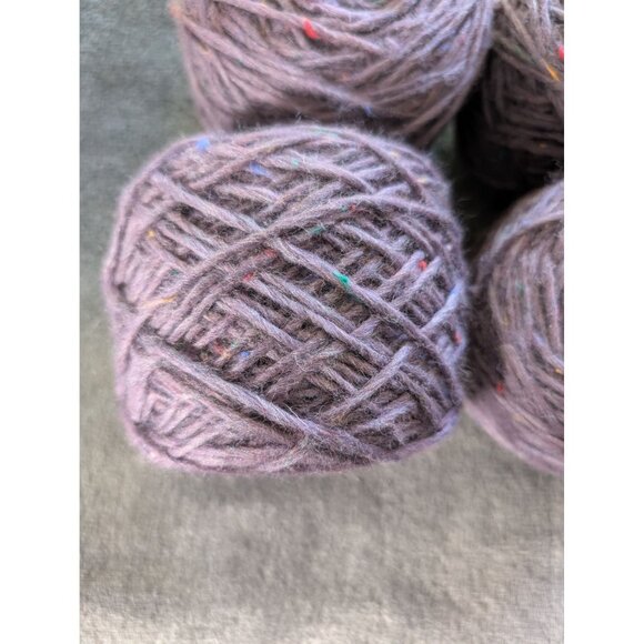 Lot of 4 Cakes Reclaimed Purple Speckled Wool Yarn 298g - Picture 2 of 4
